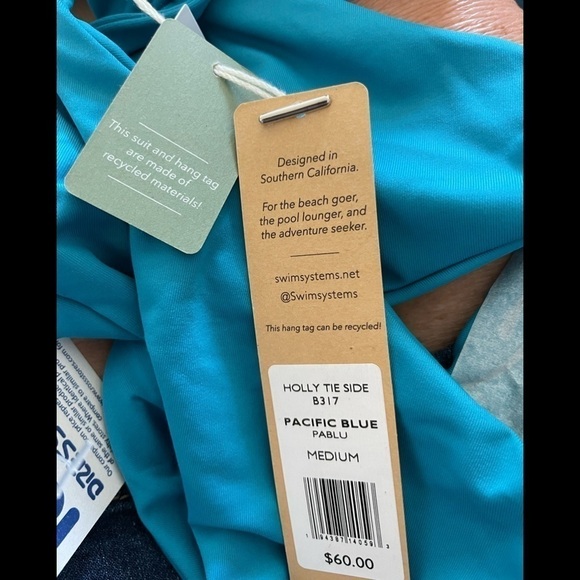 SWIM Systems Holly Tie Side Bikini Bottom in Pacific Blue Size Medium NWT - Picture 10 of 12